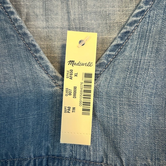 Madewell V-Neck Blue Denim Blouse - Picture 2 of 3